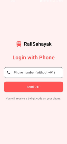Login panel For rail Sahayak Book A Coolie App
