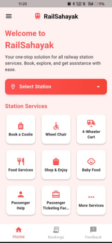 Book A Coolie , book a WheelChair , Boook A $ Wheel Cart , Food On tarin , baby Food On train For Station For rail Sahayak